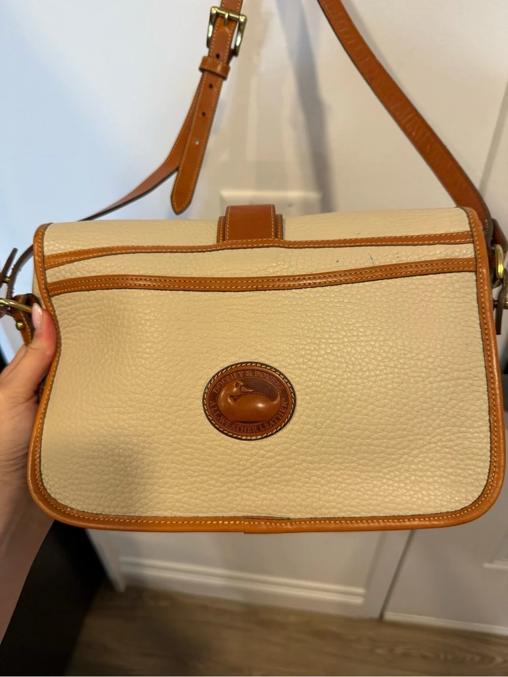Dooney & Bourke Two-Tone Tan and Cream Leather Tote